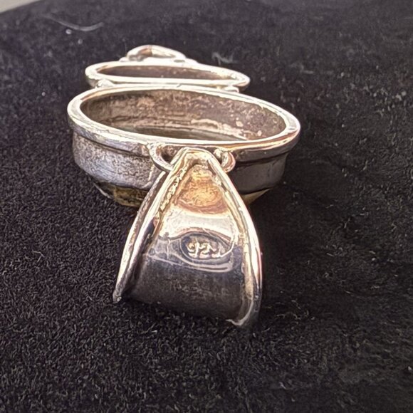 Vintage Green Labradorite(?) Garnet Pearl Pendant 925 Silver Setting - Picture 4 of 5